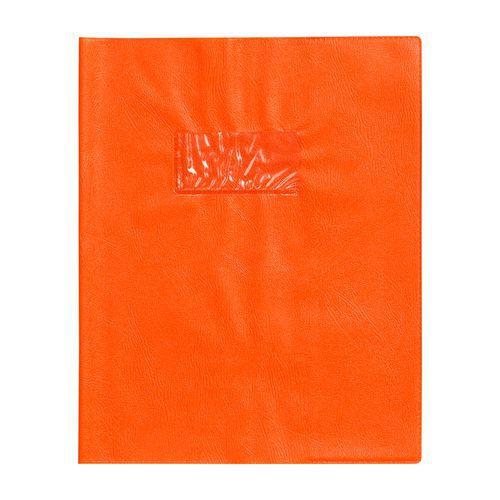 Protège-cahier grain cuir 20/100ème 17x22 orange + porte étiquette thumbnail image 1