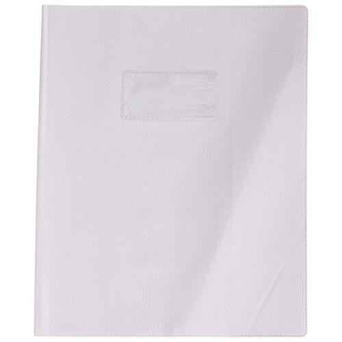 Protège-cahier grain cuir 20/100ème 17x22 blanc + porte étiquette thumbnail image 1