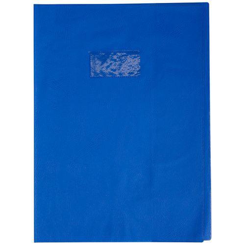 Protège-cahier grain cuir 20/100ème 24x32 bleu + porte étiquette thumbnail image 1