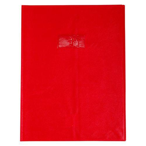 Protège-cahier grain cuir 20/100ème 24x32 rouge + porte étiquette thumbnail image 1