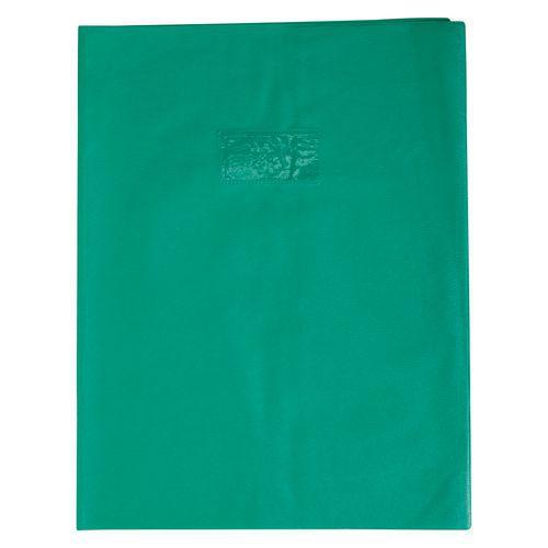 Protège-cahier grain cuir 20/100ème 24x32 vert + porte étiquette thumbnail image 1