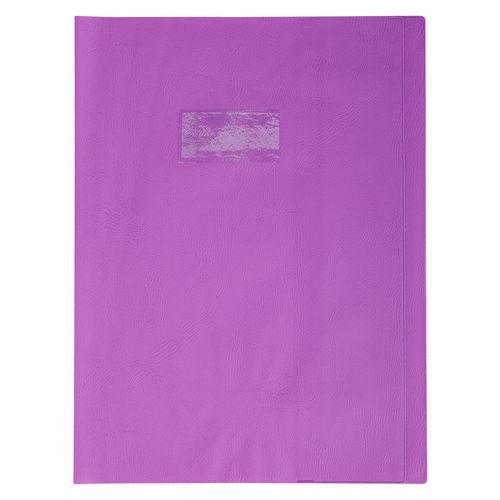 Protège-cahier grain cuir 20/100ème 24x32 violet + porte étiquette thumbnail image 1
