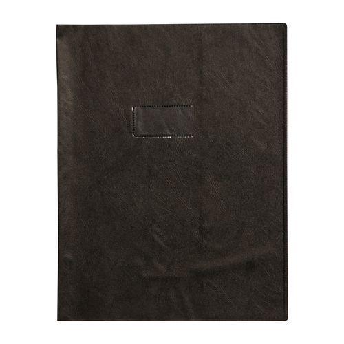 Protège-cahier grain cuir 20/100ème 24x32 noir + porte étiquette thumbnail image 1