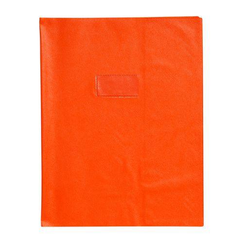 Protège-cahier grain cuir 20/100ème 24x32 orange + porte étiquette thumbnail image 1