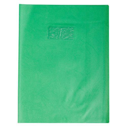 Protège-cahier grain cuir 20/100ème 24x32 vert clair + porte étiquette thumbnail image 1