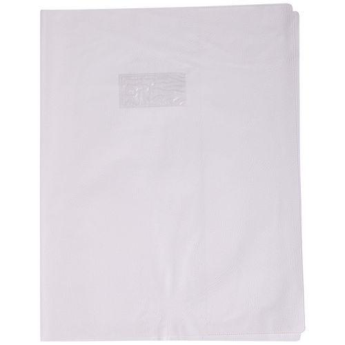 Protège-cahier grain cuir 20/100ème 24x32 blanc + porte étiquette thumbnail image 1