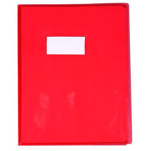 Protège-cahier Cristal Luxe 22/100ème 17x22 transparent rouge + porte étiquette thumbnail image 1