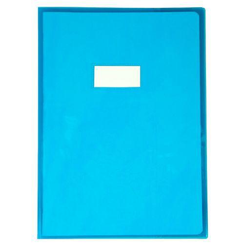 Protège-cahier Cristal Luxe 22/100ème 21x29,7 transparent bleu + porte étiquette thumbnail image 1