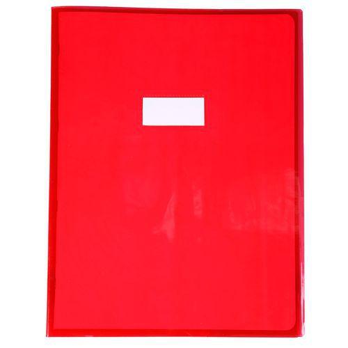 Protège-cahier Cristal Luxe 22/100ème 24x32 transparent rouge + porte étiquette thumbnail image 1