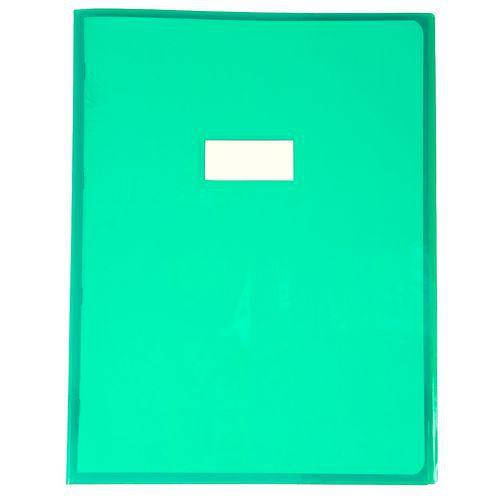 Protège-cahier Cristal Luxe 22/100ème 24x32 transparent vert + porte étiquette thumbnail image 1