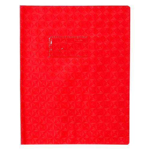Protège-cahier grain losange18/100ème 17x22 rouge + porte étiquette thumbnail image 1