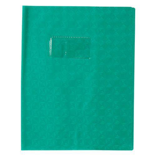 Protège-cahier grain losange 18/100ème 17x22 vert + porte étiquette thumbnail image 1