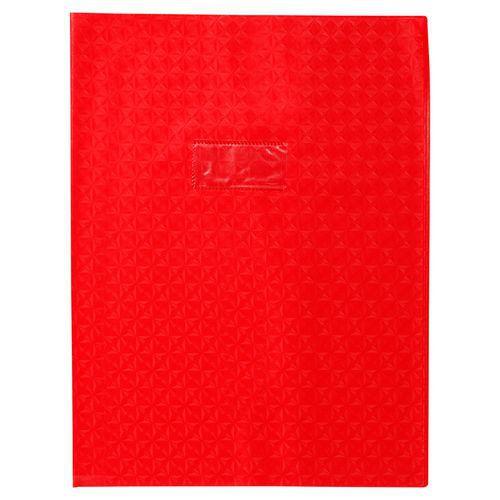 Protège-cahier grain losange 18/100ème 24x32 rouge + porte étiquette thumbnail image 1