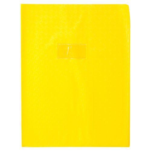 Protège-cahier grain losange 18/100ème 24x32 jaune + porte étiquette thumbnail image 1