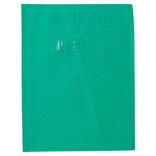 Protège-cahier grain losange 18/100ème 24x32 vert + porte étiquette thumbnail image 1