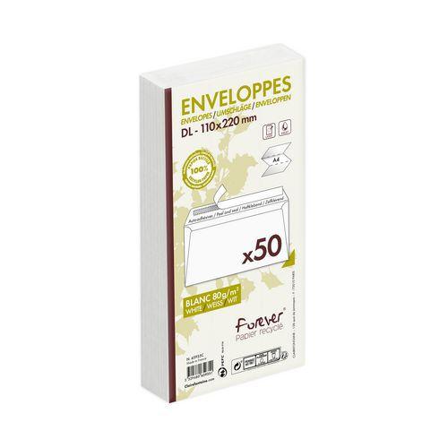 50 enveloppes 110x220 80g blanc recyclé, ss cello thumbnail image 1