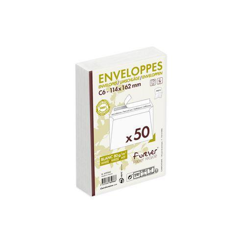 50 enveloppes 114x162 80g blanc recyclé, ss cello thumbnail image 1