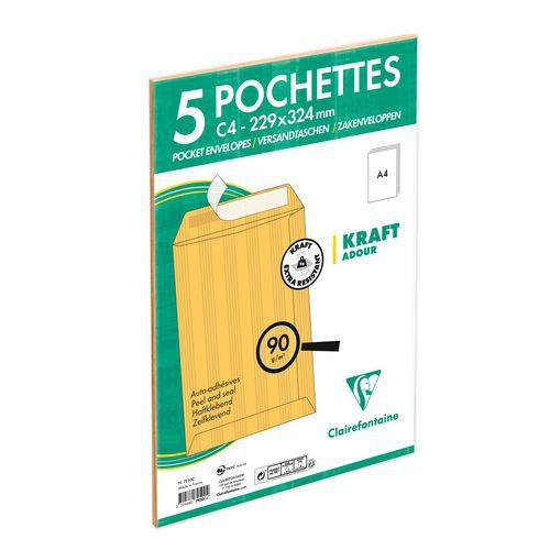 5 pochettes auto.adh 229x324 Kraft Adour 90g ss cello extra résistant thumbnail image 1