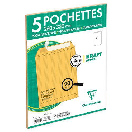 5 pochettes auto.adh 260x330 Kraft Adour 90g ss cello extra résistant thumbnail image 1
