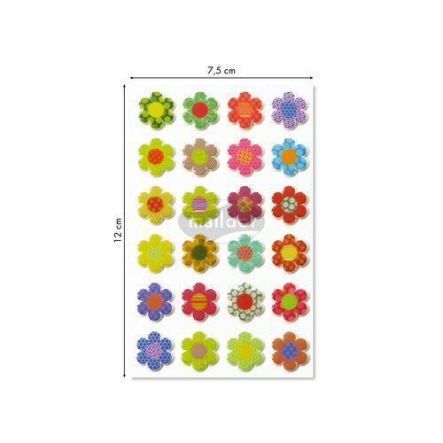 Illustration de : Etui 24 stickers 3d cooky 1 planche fleurs 3 - Maildor