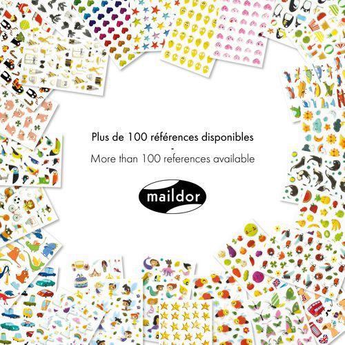 Illustration de : Etui 45 stickers 3d cooky 1 planche émoticones coeurs - Maildor