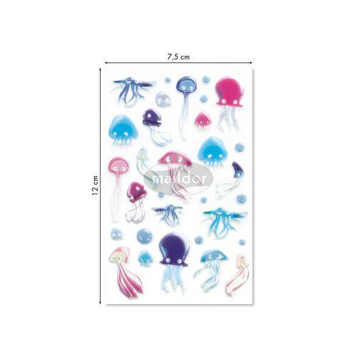 Illustration de : Etui 31 stickers 3d cooky 1 planche méduses - Maildor