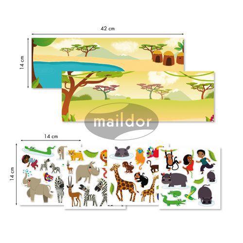 Illustration de : Kit créatif gommettes stick'story Savane - Maildor
