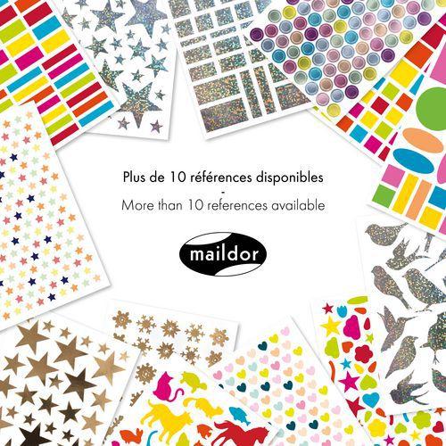 Illustration de : Etui 3240 gommettes initial holographiques géométriques - Maildor