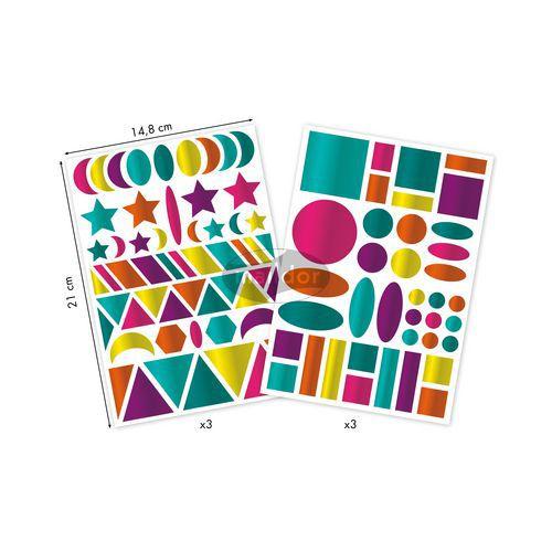Illustration de : Etui 282 gommettes baby géométriques métallisées - Maildor