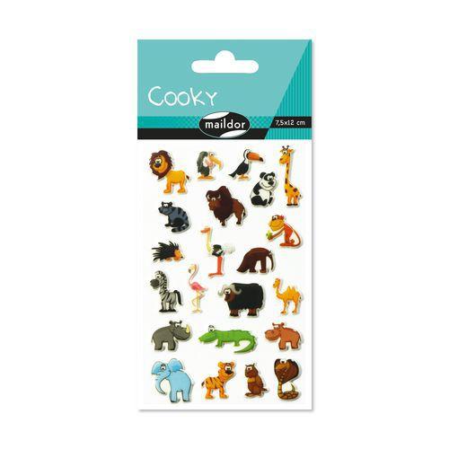 Illustration de : Etui 22 stickers 3d cooky 1 planche savane - Maildor