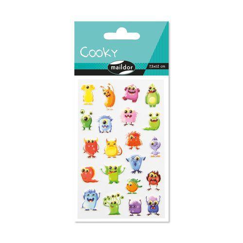 Illustration de : Etui 21 stickers 3d cooky 1 planche monstres 2 - Maildor