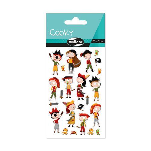 Illustration de : Etui stickers 3d cooky 1 planche pirates - Maildor