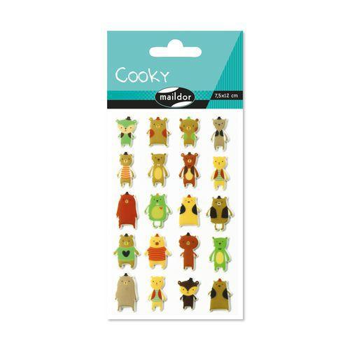 Illustration de : Etui 20 stickers 3d cooky 1 planche ours - Maildor