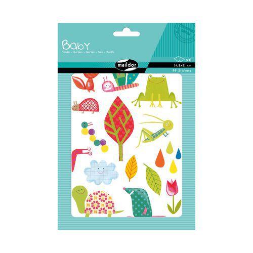 Illustration de : Etui 99 gommettes baby jardin - Maildor