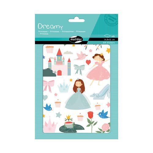Illustration de : Etui 219 gommettes dreamy princesses - Maildor