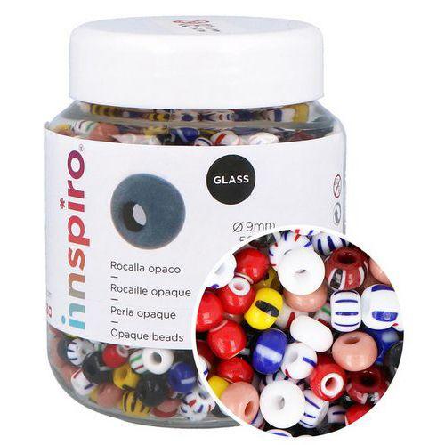 Bocal de 500g perles rocailles en verre multicolore rayées thumbnail image 1