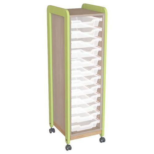 Meuble sur roulettes 1 colonne 12 casiers Lili hauteur 137 cm coloris vert thumbnail image 1