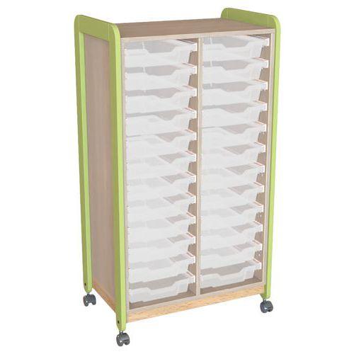 Meuble sur roulettes 2 colonnes 24 casiers Lili hauteur 137 cm coloris vert thumbnail image 1