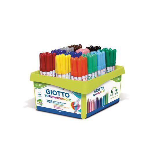 Illustration de : Schoolpack 108 feutres turbo advanced couleurs assorties - Giotto
