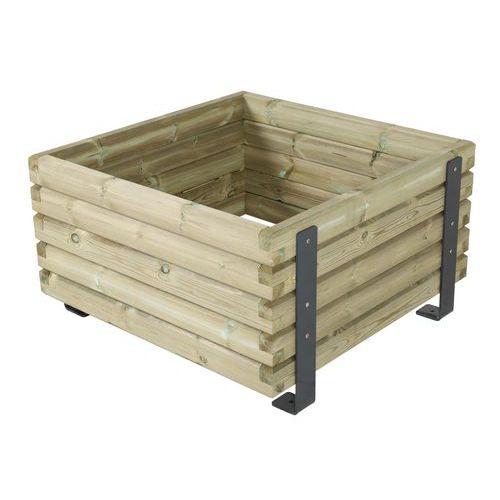 Jardinière Mylos 100 x 100 x 55cm pin piètement acier galva laqué gris RAL 7016 thumbnail image 1
