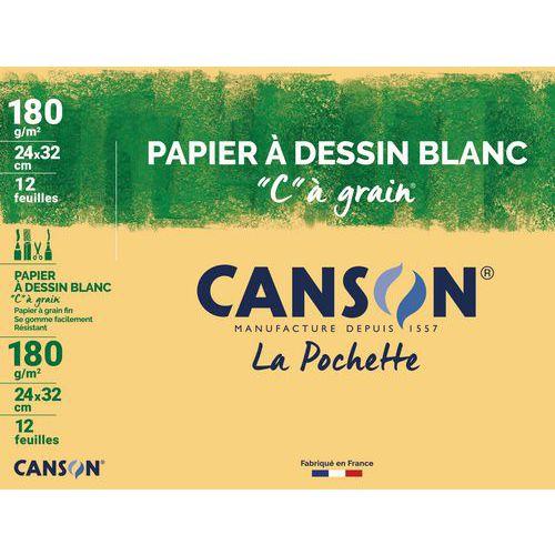 Feuille dessin blanc canson c a grain 24 x 32 180 gr (Pochette de 12) thumbnail image 1