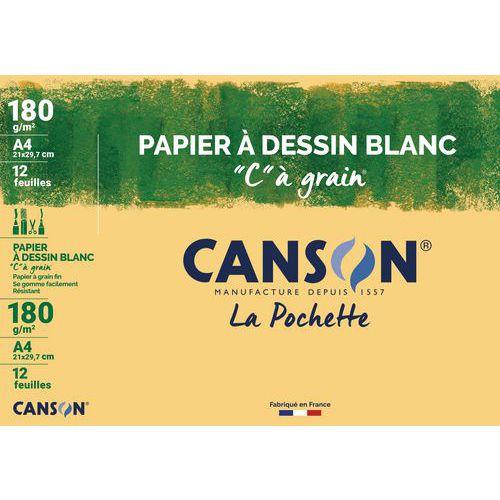 Pochette 12 feuilles dessin blanc c a grain 180 gr - Canson thumbnail image 1
