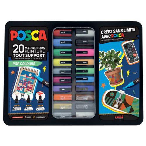 Mallette 20 marqueurs POSCA POP COLOURS, couleurs classiques thumbnail image 1