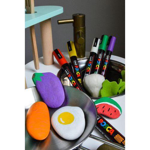 Illustration de : Set 8 markers pointe moyenne couleurs froides - Posca