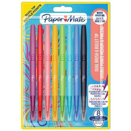 Pochette 8 feutres Flair double pointe couleurs assorties thumbnail image 1