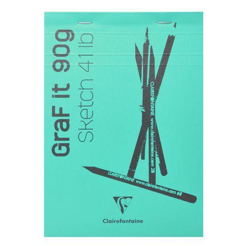 Illustration de : Bloc GraF'iT A6 80 feuilles 90g bleu turquoise - Clairefontaine