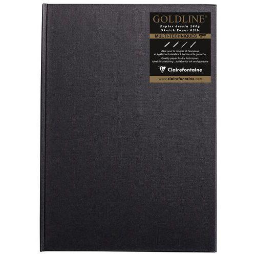 Illustration de : Carnet Collé Goldline 140g papier blanc portrait- Clairefontaine