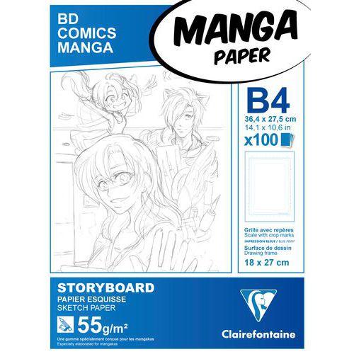 Illustration de : Bloc Manga Storyboard 55g - Clairefontaine