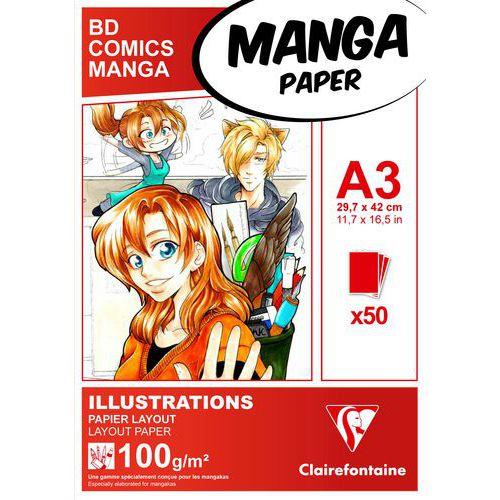 Bloc collé Manga Illustrations A3 50F 100g thumbnail image 1