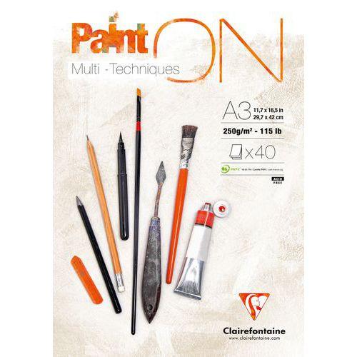 Illustration de : Bloc 40 feuilles PaintON Blanc 250g - Clairefontaine